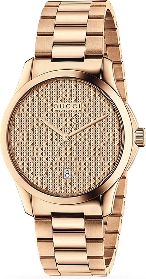 gucci rose gold and silver watch|Gucci gold bracelet watch.